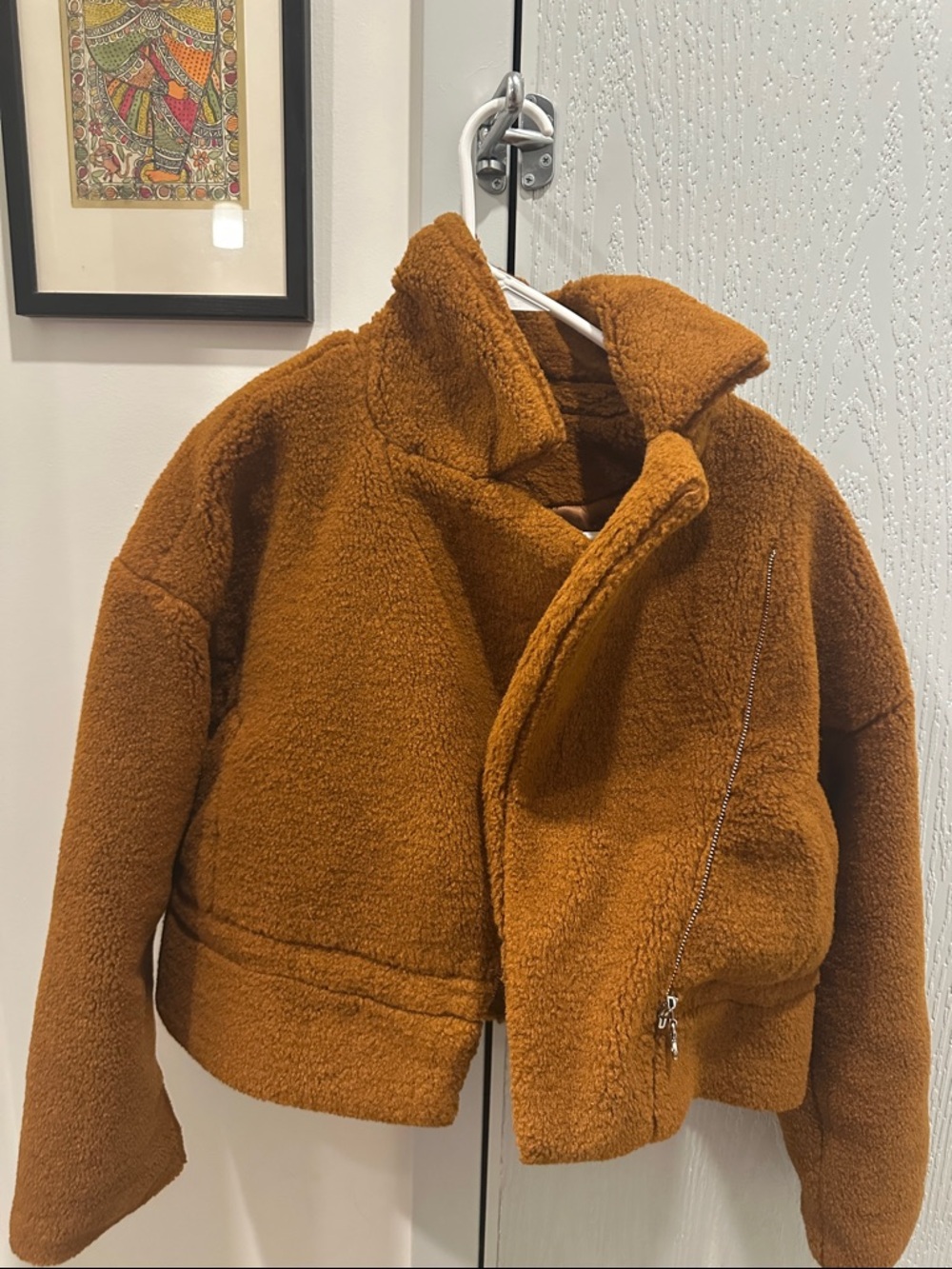 Cozy Teddy Sherpa Zip Jacket - Rust Brown